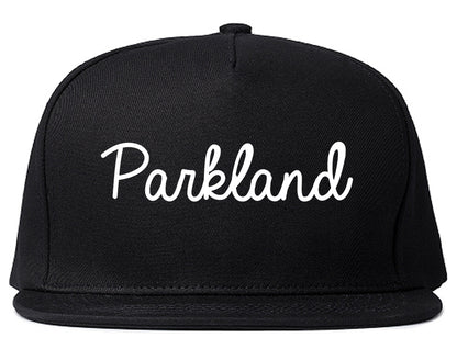 Parkland Florida FL Script Mens Snapback Hat Black