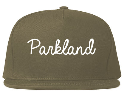 Parkland Florida FL Script Mens Snapback Hat Grey