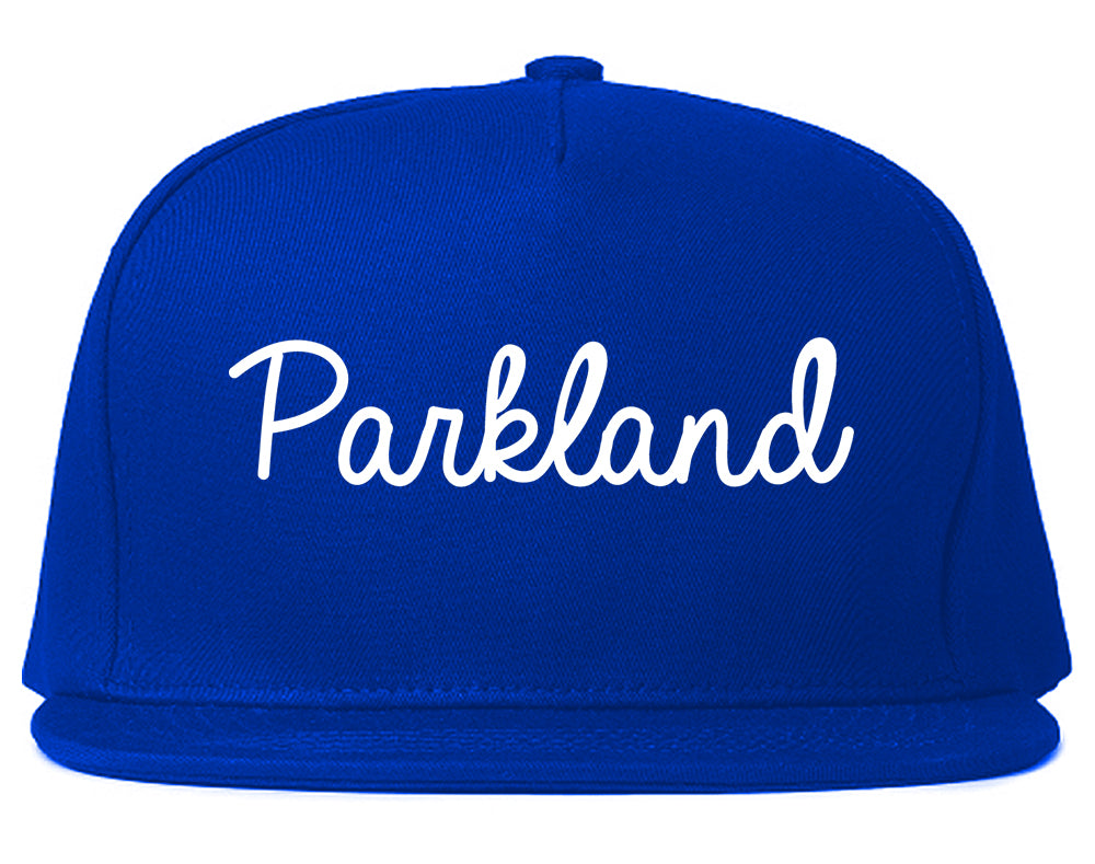 Parkland Florida FL Script Mens Snapback Hat Royal Blue