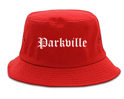 Parkville Missouri MO Old English Mens Bucket Hat Red