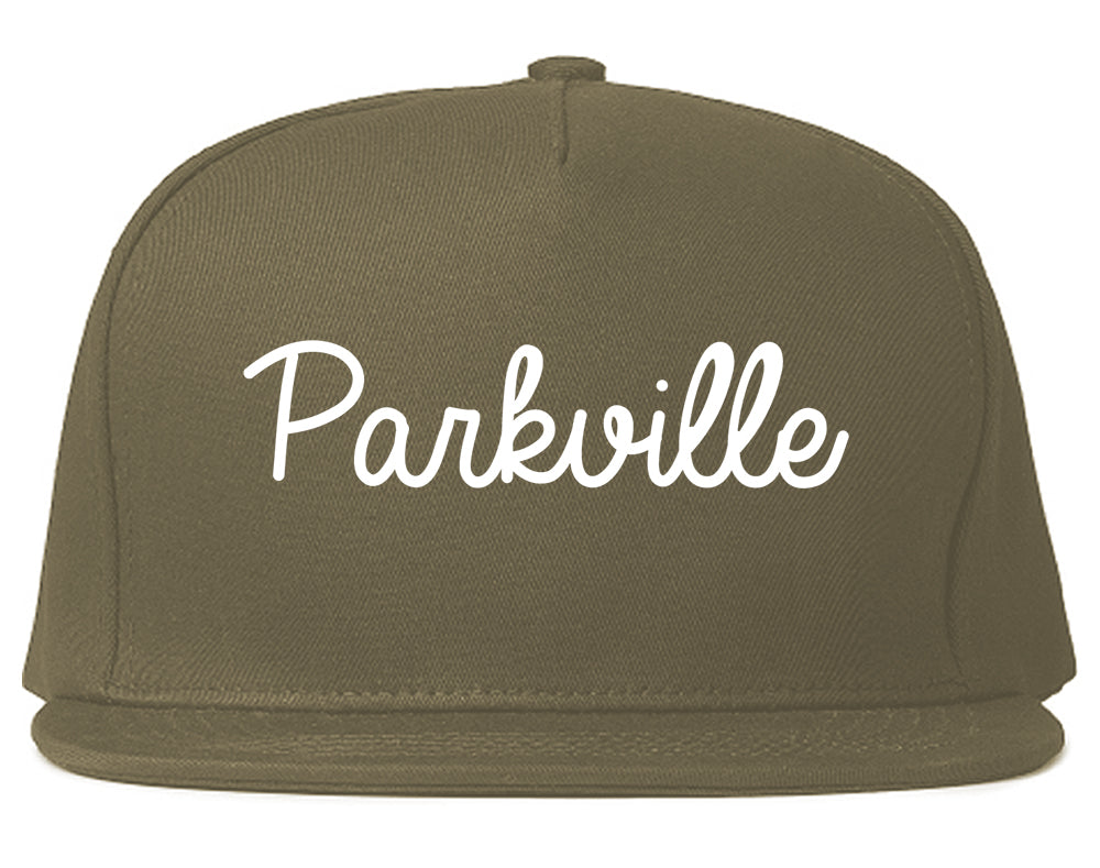 Parkville Missouri MO Script Mens Snapback Hat Grey
