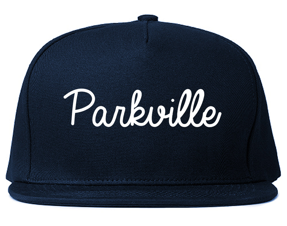 Parkville Missouri MO Script Mens Snapback Hat Navy Blue