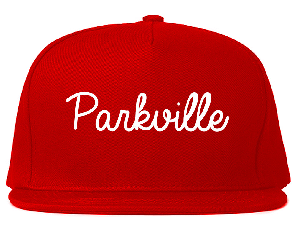 Parkville Missouri MO Script Mens Snapback Hat Red