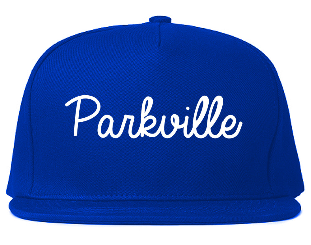 Parkville Missouri MO Script Mens Snapback Hat Royal Blue