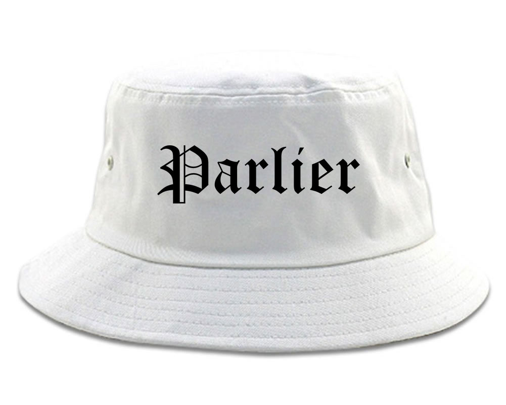 Parlier California CA Old English Mens Bucket Hat White