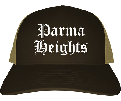 Parma Heights Ohio OH Old English Mens Trucker Hat Cap Brown