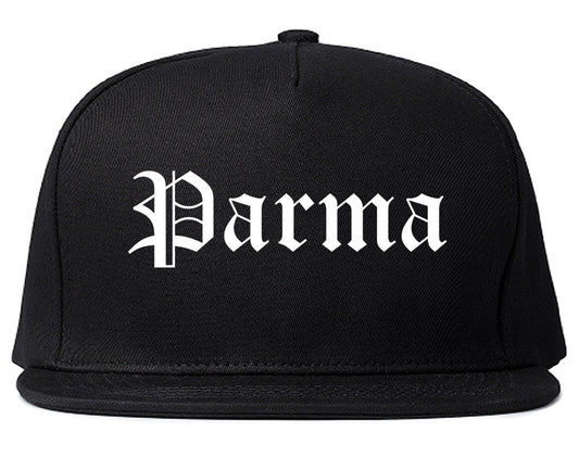 Parma Ohio OH Old English Mens Snapback Hat Black
