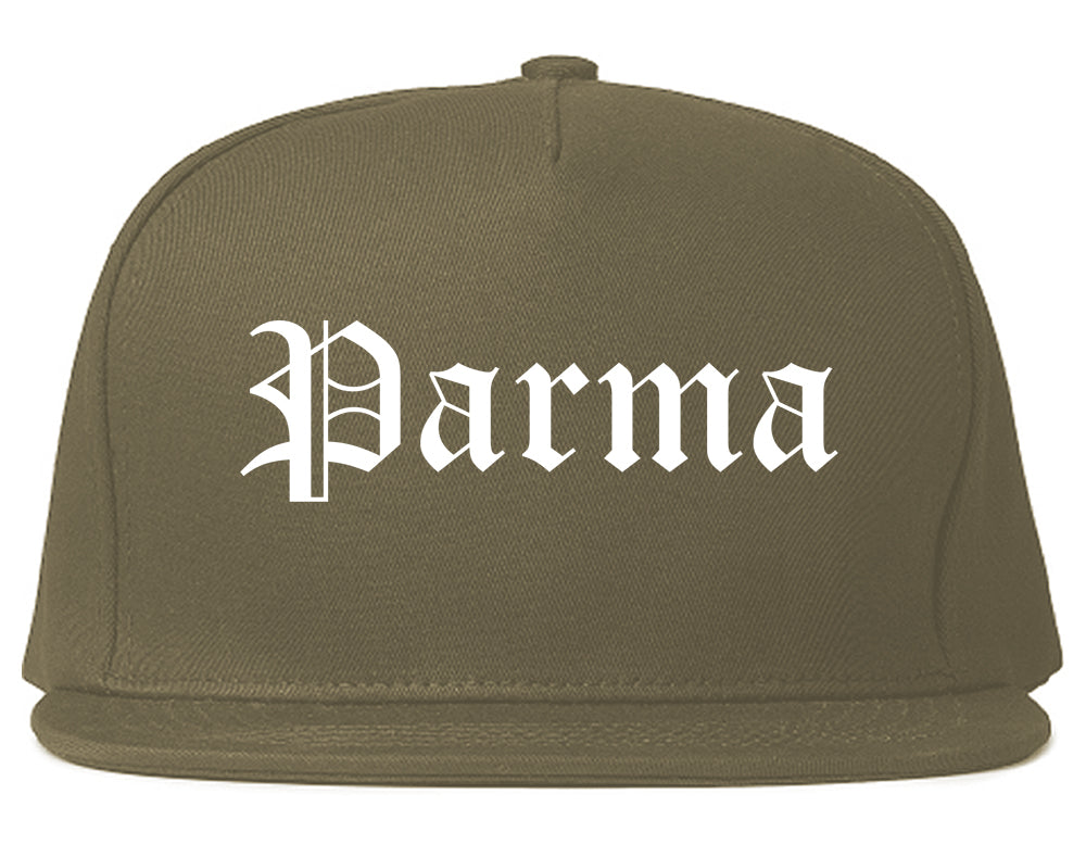 Parma Ohio OH Old English Mens Snapback Hat Grey