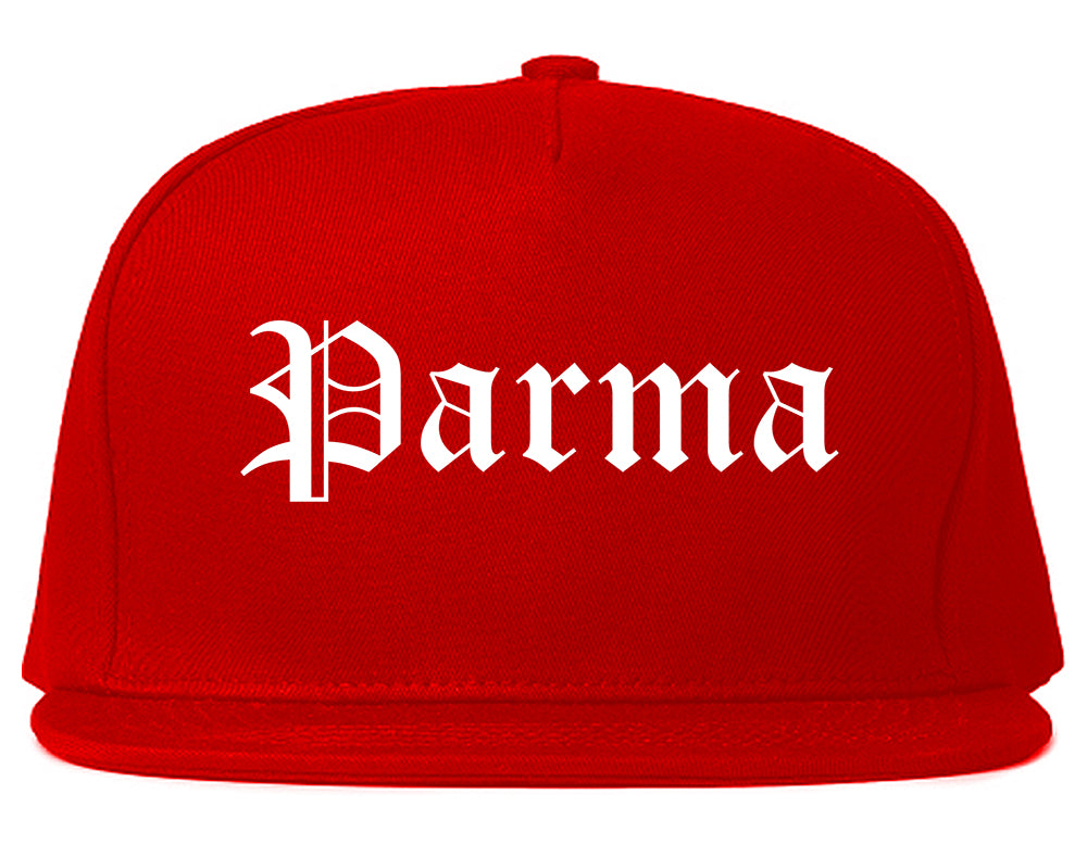 Parma Ohio OH Old English Mens Snapback Hat Red