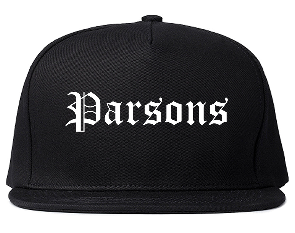 Parsons Kansas KS Old English Mens Snapback Hat Black