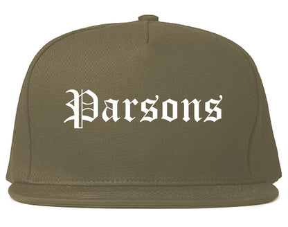 Parsons Kansas KS Old English Mens Snapback Hat Grey
