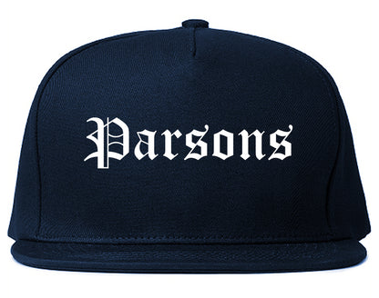 Parsons Kansas KS Old English Mens Snapback Hat Navy Blue