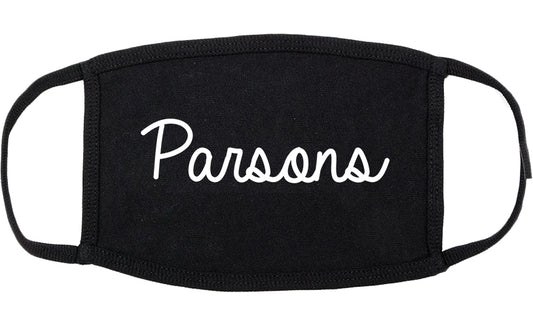 Parsons Kansas KS Script Cotton Face Mask Black