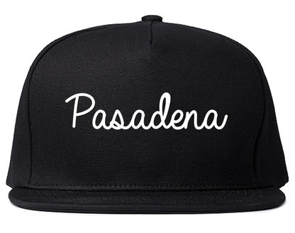 Pasadena Texas TX Script Mens Snapback Hat Black