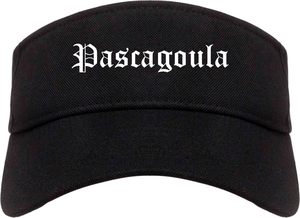 Pascagoula Mississippi MS Old English Mens Visor Cap Hat Black