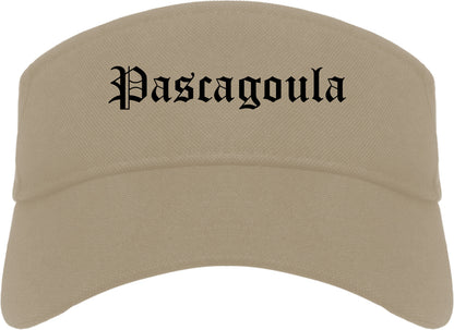 Pascagoula Mississippi MS Old English Mens Visor Cap Hat Khaki