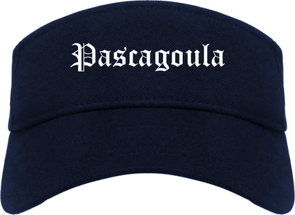 Pascagoula Mississippi MS Old English Mens Visor Cap Hat Navy Blue