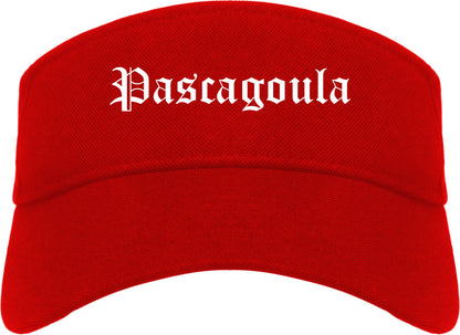 Pascagoula Mississippi MS Old English Mens Visor Cap Hat Red