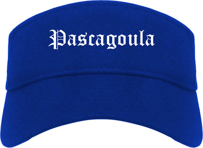 Pascagoula Mississippi MS Old English Mens Visor Cap Hat Royal Blue