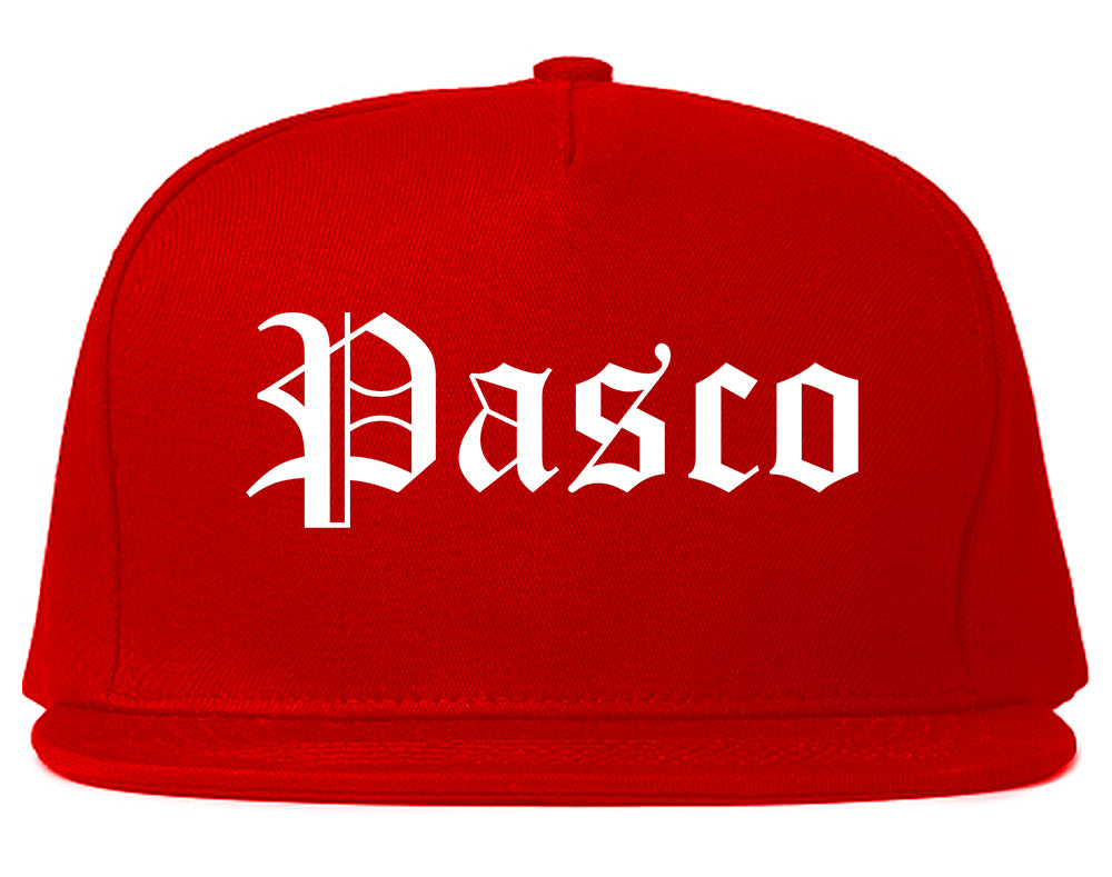 Pasco Washington WA Old English Mens Snapback Hat Red