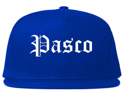 Pasco Washington WA Old English Mens Snapback Hat Royal Blue