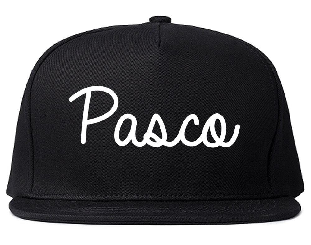Pasco Washington WA Script Mens Snapback Hat Black