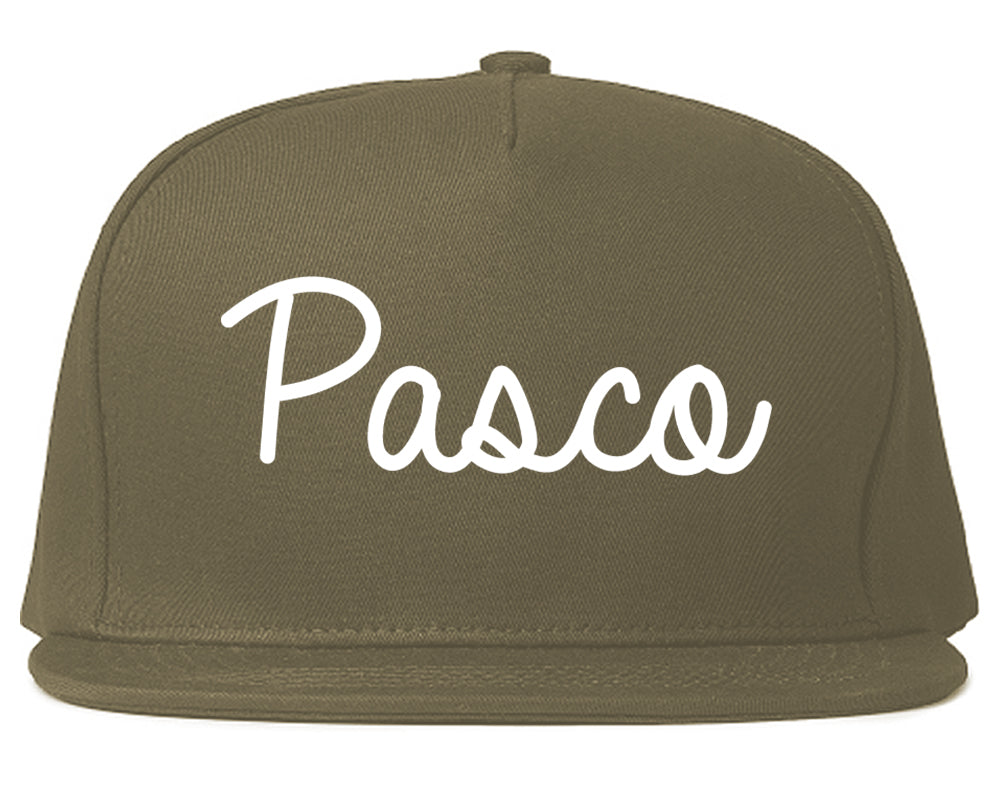 Pasco Washington WA Script Mens Snapback Hat Grey