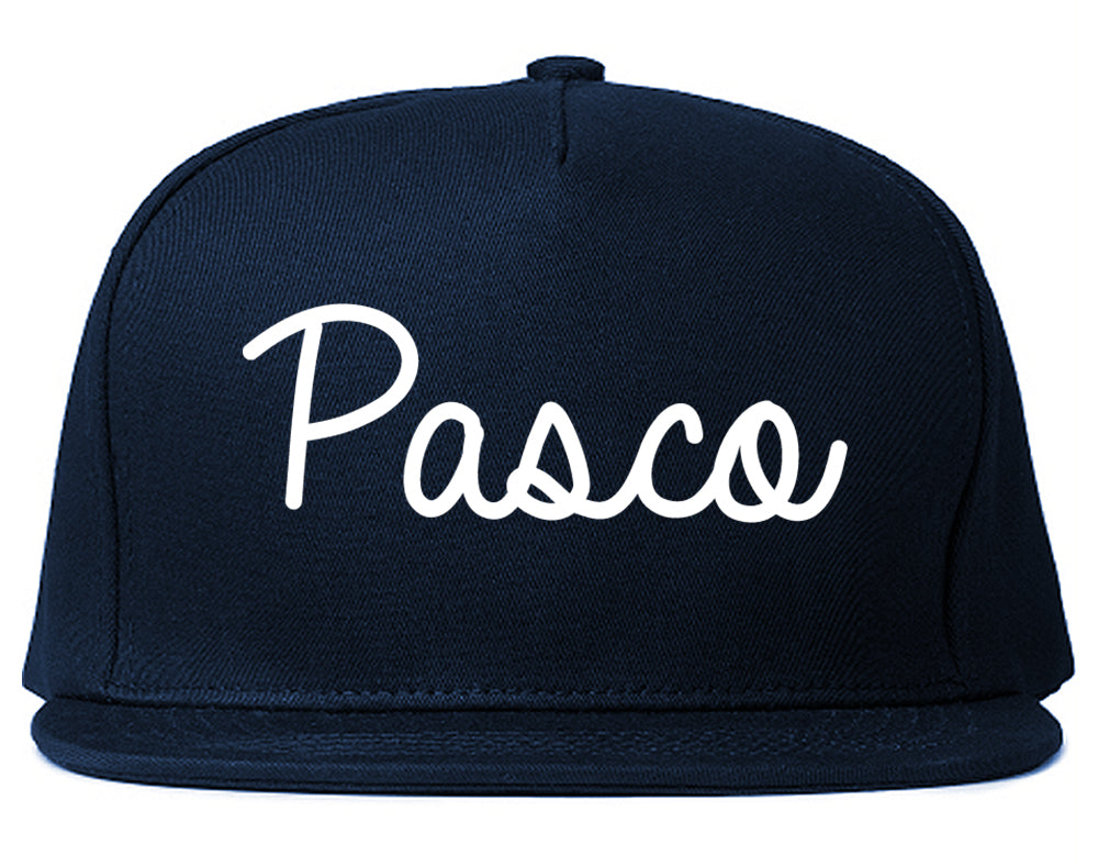 Pasco Washington WA Script Mens Snapback Hat Navy Blue