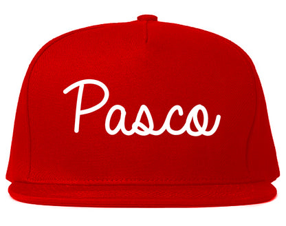Pasco Washington WA Script Mens Snapback Hat Red