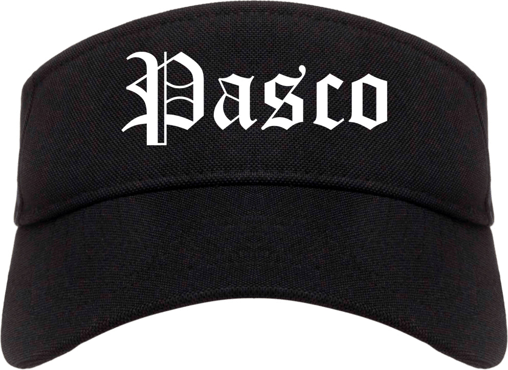 Pasco Washington WA Old English Mens Visor Cap Hat Black