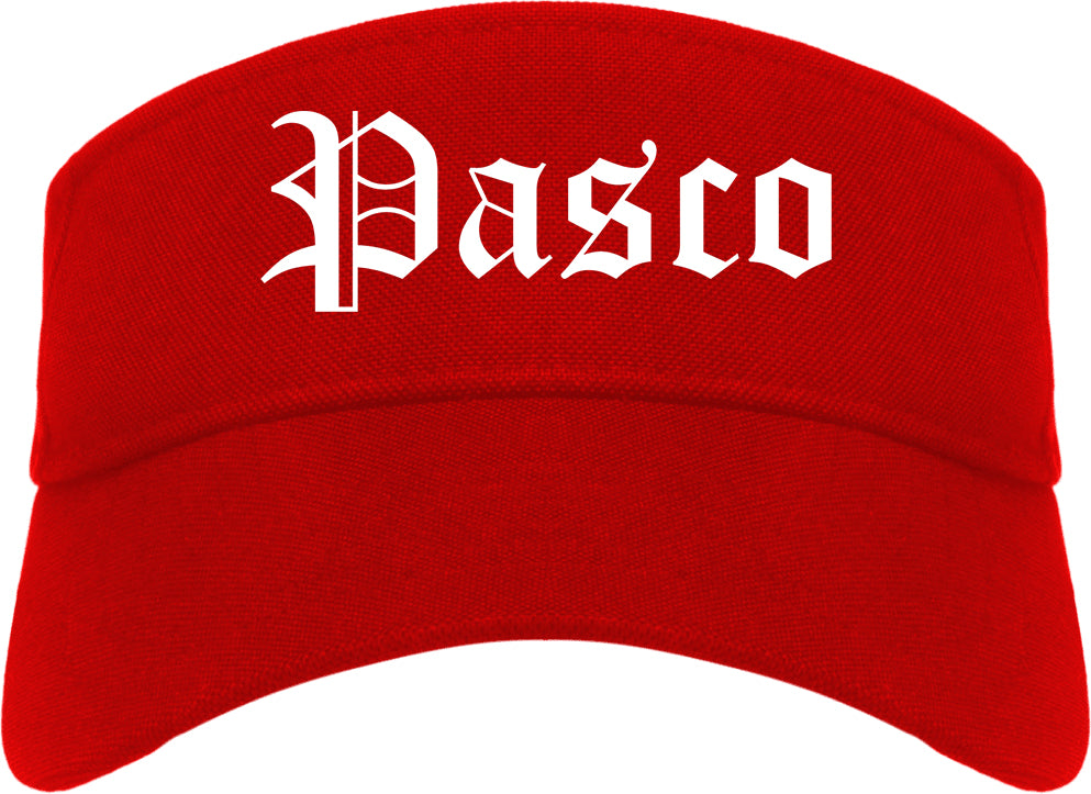 Pasco Washington WA Old English Mens Visor Cap Hat Red