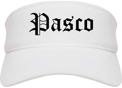 Pasco Washington WA Old English Mens Visor Cap Hat White