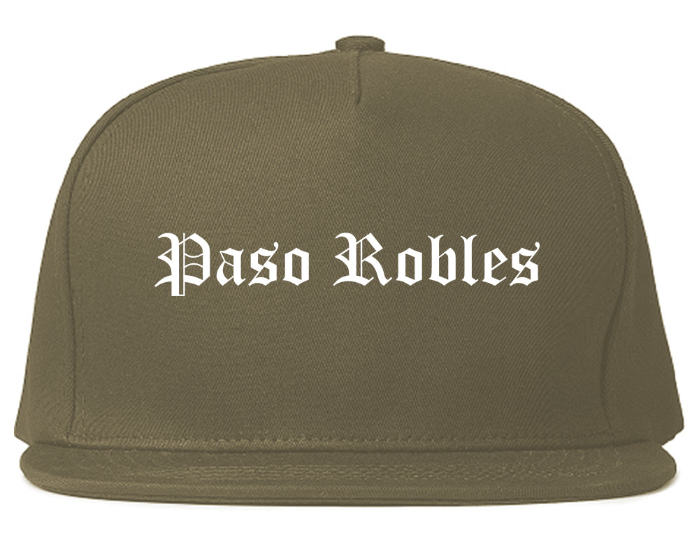 Paso Robles California CA Old English Mens Snapback Hat Grey