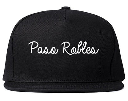 Paso Robles California CA Script Mens Snapback Hat Black