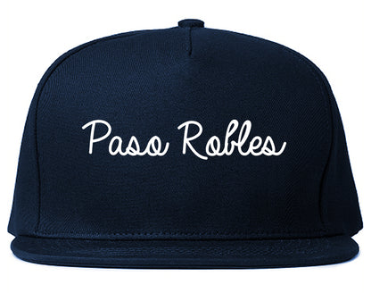 Paso Robles California CA Script Mens Snapback Hat Navy Blue