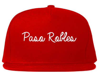 Paso Robles California CA Script Mens Snapback Hat Red