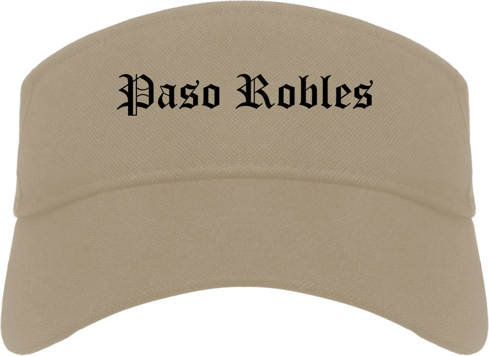 Paso Robles California CA Old English Mens Visor Cap Hat Khaki