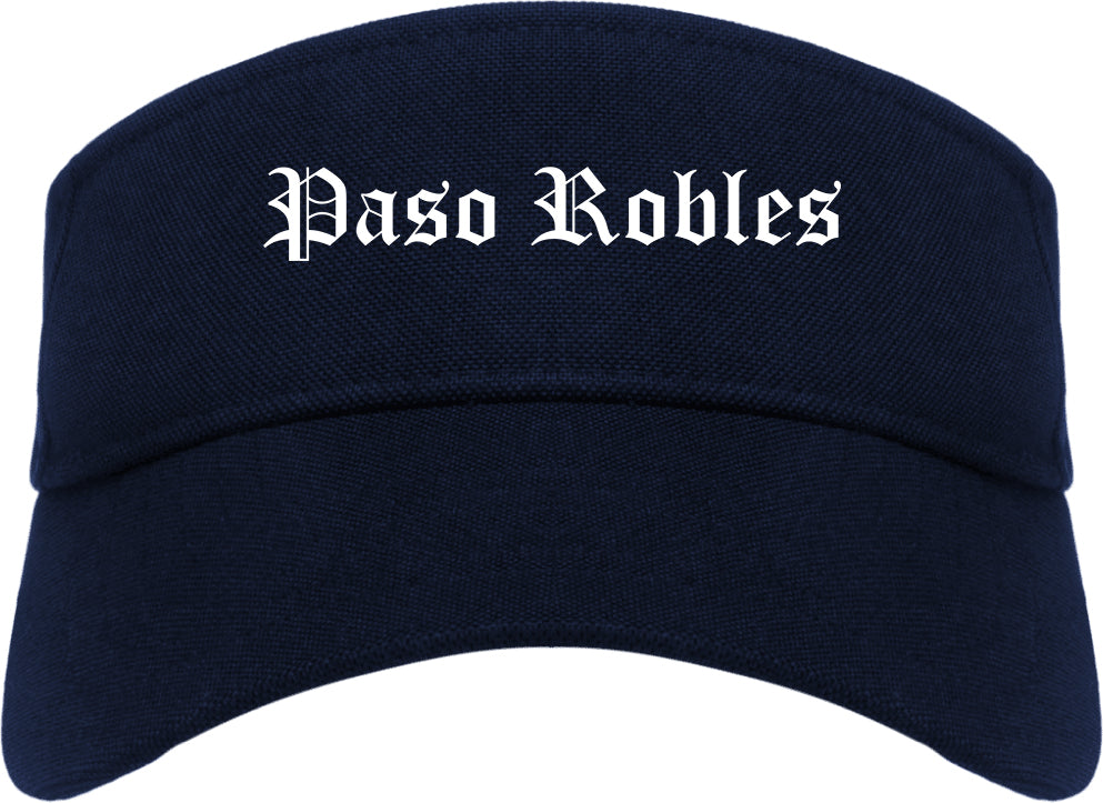 Paso Robles California CA Old English Mens Visor Cap Hat Navy Blue