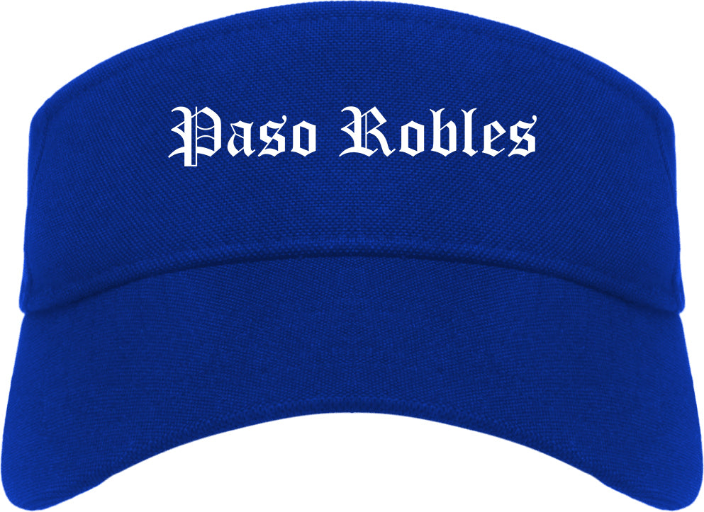 Paso Robles California CA Old English Mens Visor Cap Hat Royal Blue