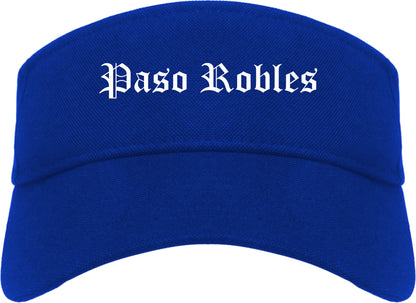 Paso Robles California CA Old English Mens Visor Cap Hat Royal Blue