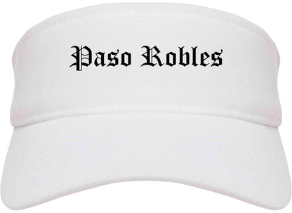 Paso Robles California CA Old English Mens Visor Cap Hat White