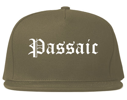 Passaic New Jersey NJ Old English Mens Snapback Hat Grey