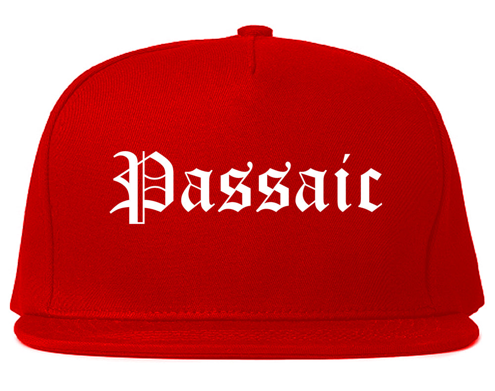 Passaic New Jersey NJ Old English Mens Snapback Hat Red