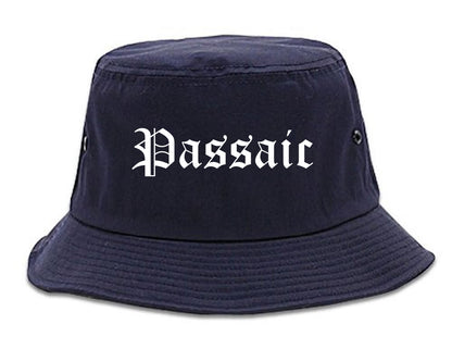 Passaic New Jersey NJ Old English Mens Bucket Hat Navy Blue