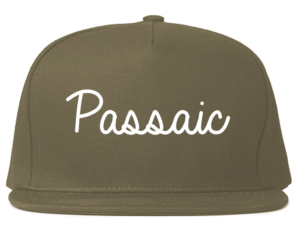 Passaic New Jersey NJ Script Mens Snapback Hat Grey