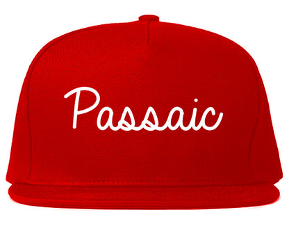 Passaic New Jersey NJ Script Mens Snapback Hat Red