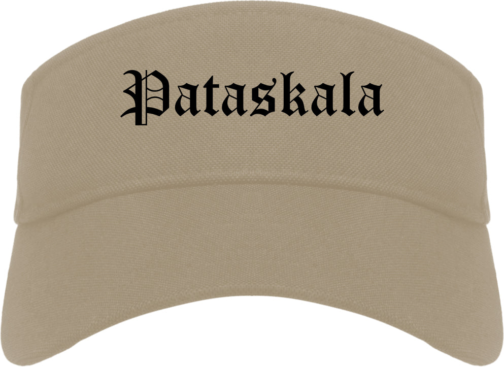 Pataskala Ohio OH Old English Mens Visor Cap Hat Khaki