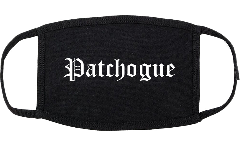 Patchogue New York NY Old English Cotton Face Mask Black