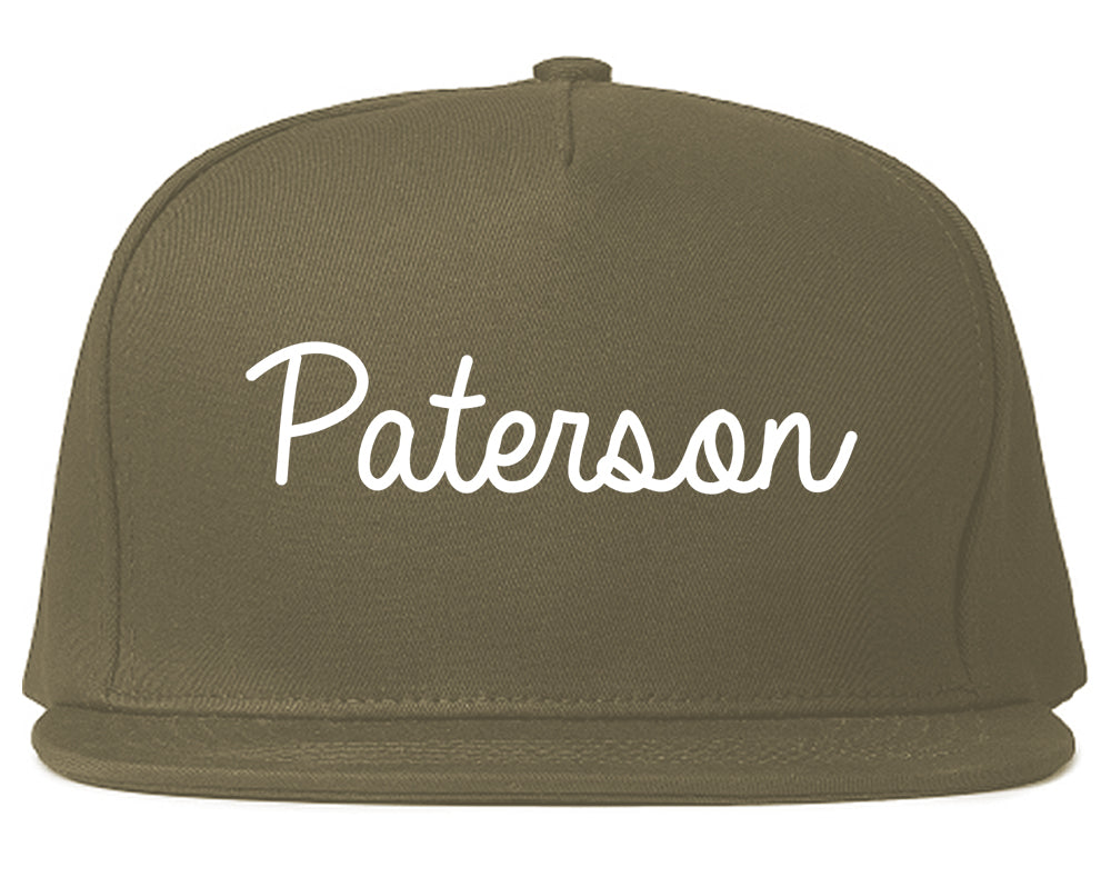 Paterson New Jersey NJ Script Mens Snapback Hat Grey