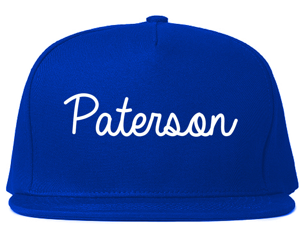 Paterson New Jersey NJ Script Mens Snapback Hat Royal Blue